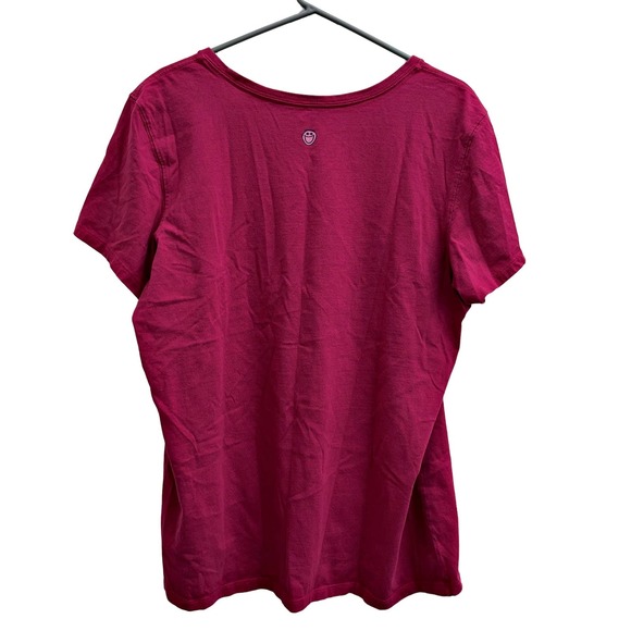 Life is Good Raspberry Color Half Full Wine Glass Tshirt Women's Top XLarge - Picture 3 of 6